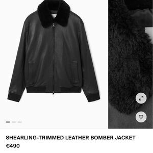 NWT shearling trimmed leather bomber jacket